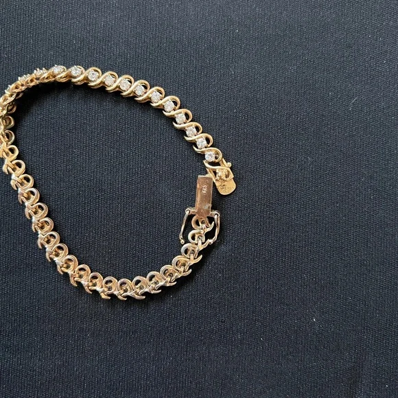 Gold Plated Sterling Silver and CZ Tennis Bracelet - Picture 6 of 8